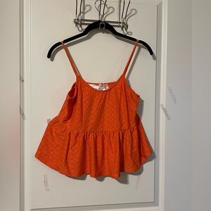 NWT Haitus Eyelet Peplum Crop Top in Coral